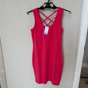 Elegant Pinkish/Coral, Sleeveless, Bodycon Dress with Lattice Back. Size S. NWT.